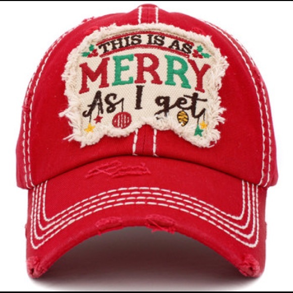 “THIS IS AS MERRY AS I GET” WASHED VINTAGE BALLCAP - Picture 5 of 10